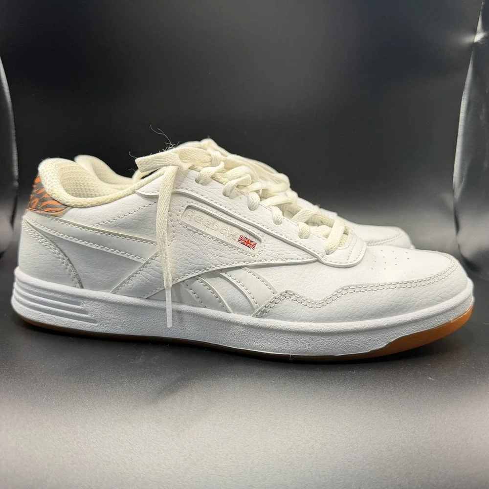 Reebok Women's Club MEMT White Tiger Stripe Tennis Shoes Sneakers Size 8.5